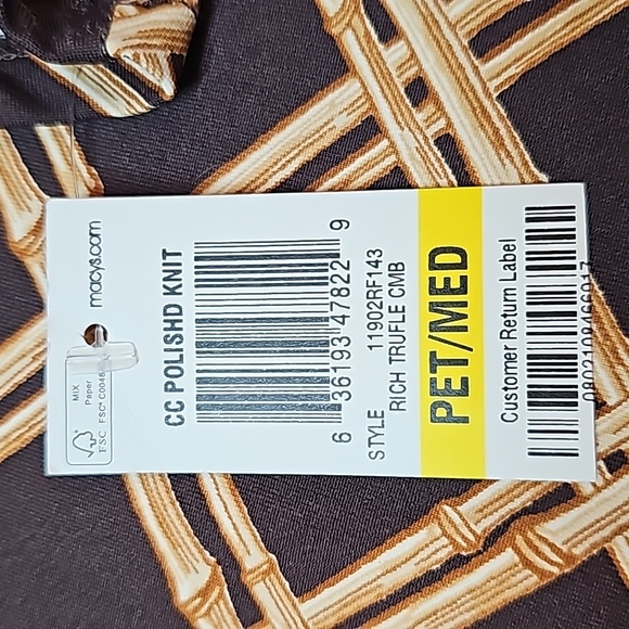 NWT CHARTER CLUB 3/4 SLEEVE BAMBOO PRINT KEYHOLE BEADED PULLOVER TOP - Picture 13 of 13